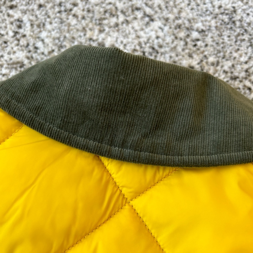 Calvin Klein Yellow Quilted Jacket with Green Corduroy Collar, Size: XS - Picture 4 of 8
